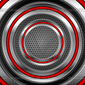 Red and steel metallic technology circles abstract - vector clipart