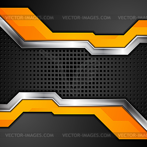 Orange black abstract metallic technology background - vector image