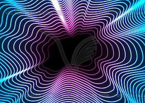 Blue ultraviolet neon curved wavy lines abstract - vector clip art
