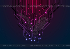 Абстрактные неоновые сине-фиолетовые линии технических печатных плат - рисунок в векторном формате