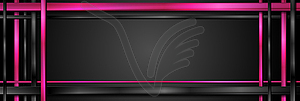 Abstract tech banner with pink and black glossy - vector image