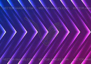 Синий фиолетовый абстрактный неоновый фон с технологическими стрелками - векторизованный клипарт
