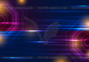 Красочный светящийся неоновый технологический абстрактный фон - изображение в векторном формате