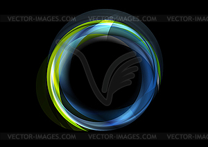 Красочный сине зеленый светящийся абстрактный круглый логотип - векторный клипарт Royalty-Free