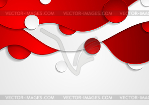 Red and white abstract wavy corporate background - vector clip art