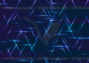 Abstract glowing neon blue purple triangles - vector image