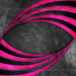 Pink and black grunge waves abstract background - vector clipart