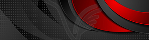 Дизайн корпоративного баннера с абстрактными красными и черными волнами - изображение в векторе
