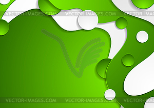 Green and white abstract wavy corporate background - vector image