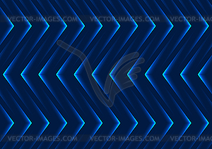 Синие абстрактные неоновые стрелки на технологичном геометрическом фоне - векторный эскиз