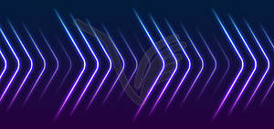 Синий фиолетовый абстрактный неоновый фон с технологическими стрелками - векторный рисунок