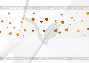 Bronze hearts polygonal abstract background - vector image