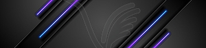 Black tech abstract banner with blue and purple neo - vector clipart