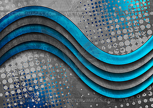 Серо-голубые контрастные волны и корпоративная абстракция - изображение векторного клипарта