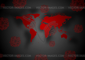 Coronavirus 2019-nCoV of China. Red map and - vector clip art