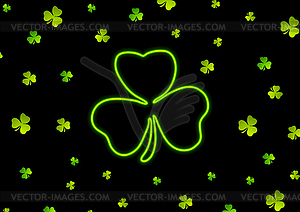 Saint Patrick Day neon clover leaf abstract - vector clipart