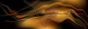 Dark golden liquid flowing waves abstract background - vector clipart