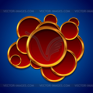 Red and bronze circles on blue background abstract - vector clipart