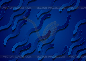 Темно-синий абстрактный фон с волнистыми полосками - клипарт в формате EPS