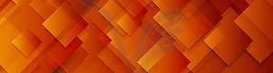 Bright orange glossy squares abstract tech banner - vector clipart