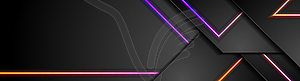 Black tech geometric abstract banner with neon lase - vector clipart / vector image