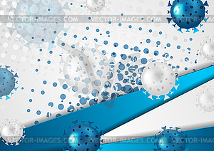 Blue grey abstract background with COVID-19 bacteria - vector image