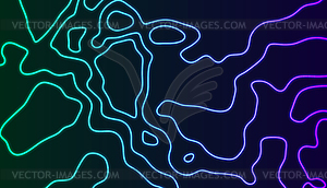 Neon luminous topographic contour map abstract - vector image