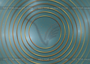 Abstract blue tech background with golden rings - vector clip art