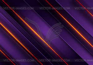 Dark violet striped background with glowing orange - vector clip art