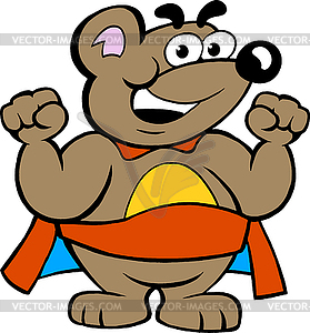 An Happy Strong Super Hero Bear - vector image