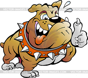Cartoon an excited Strong Muscular Bull Dog giving - vector image