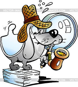 Paper Dog Detective Mascot - vector clipart