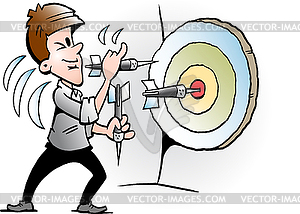 Cartoon Businessman there trying to hit Target - vector image