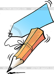 Cartoon an writing pencil and memorandum - vector image