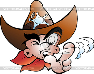 Cartoon an Young Cowboy Sherif - vector clipart