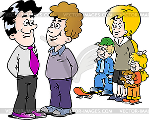 Cartoon family man and businessman - vector clip art