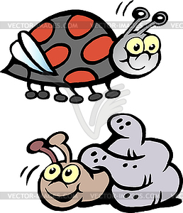 Cartoon Ladybug and Snail - vector image