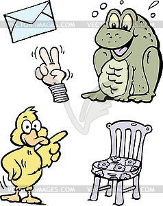 Cartoon set of funny Clipart drawings and Icons - vector image