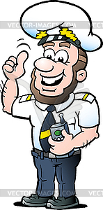 Cartoon Happy Ship Captain - vector image