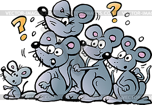 Cartoon Bunch of Wondering Mice - vector clipart