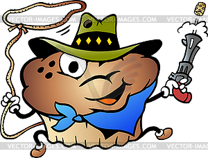 Cartoon Muffin Cowboy - vector clip art