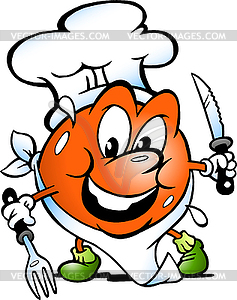 Cartoon Happy Tomato Chef - vector clipart