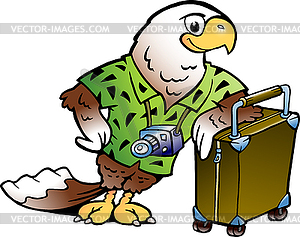 Cartoon Traveling Tourist Eagle Bird - vector image