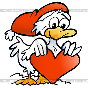 Vector Cartoon illustration of an happy Christmas Duck - vector image