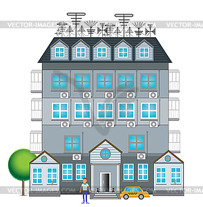 Gray house with a decor - vector clip art