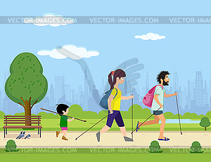 Scandinavian walking - vector clip art