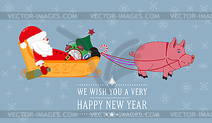 Santa Claus on sleigh - vector clipart / vector image