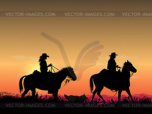 Couple of cowboys - vector image