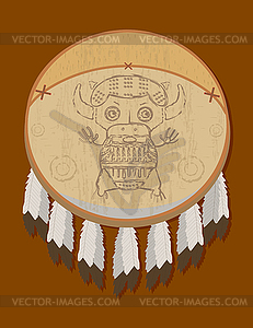 Small bison tambourine - vector clipart