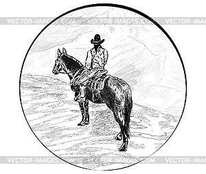 Cowboy over gorge - vector image